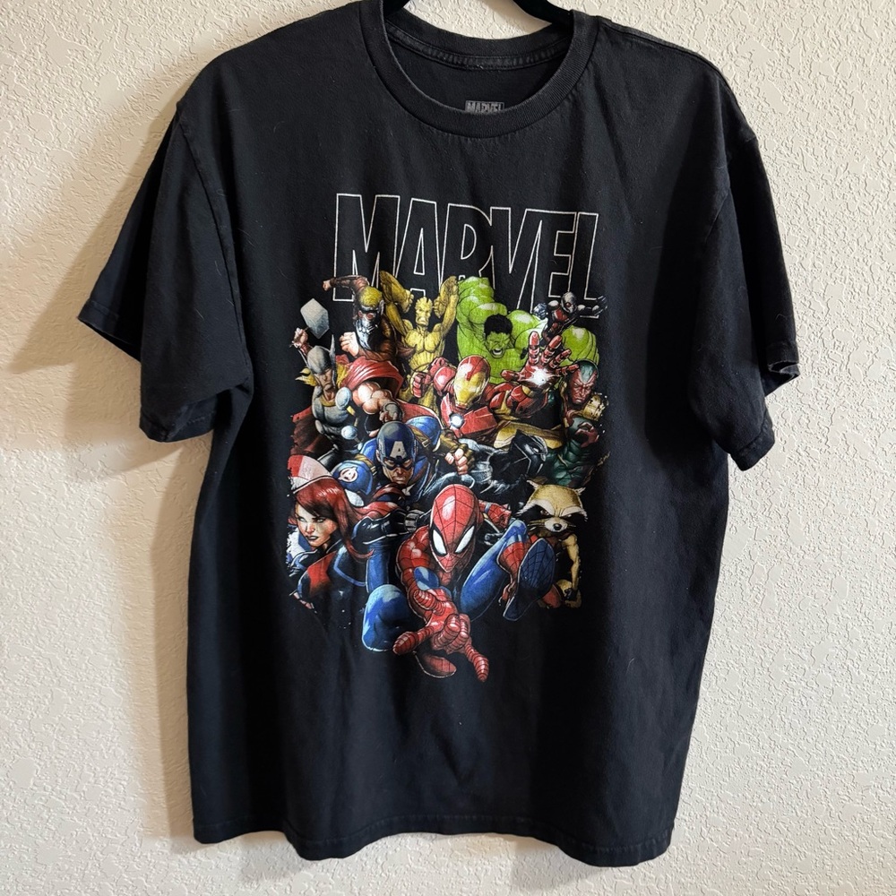 Marvel Black Graphic T Shirt Top Size L